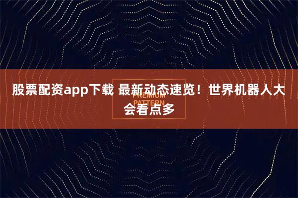 股票配资app下载 最新动态速览！世界机器人大会看点多